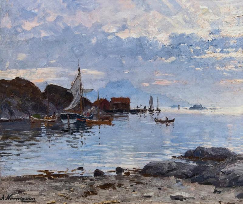 Fishing Village In Northern Norway Artwork by Adelsteen Normann