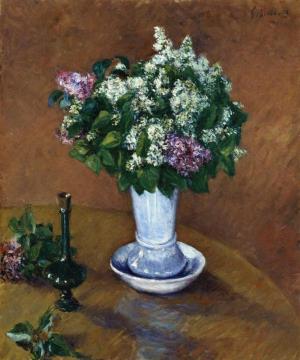Still LIfe with a Vase of Lilacs Artwork by Gustave Caillebotte