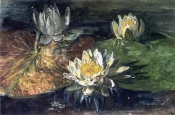 Waterlilies, Red And Green Pads Artwork by John La Farge