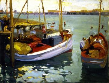 Fishing Boats, L. A. Harbor Artwork by Franz Bischoff