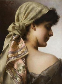 Girl With Headscarf Artwork by Josef Lieck