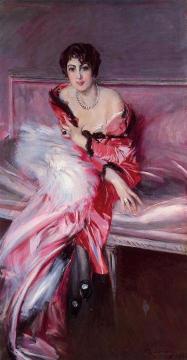 Portrait of Madame Julliard in Red Artwork by Giovanni Boldini