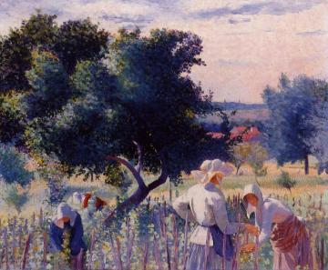 Femmes liant la vigne Artwork by Henri Edmond Cross