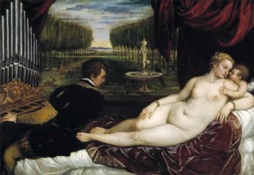 Venus And Cupid With An Organist Artwork by Titian