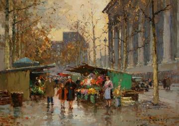 Flower Market, Madeleine Artwork by Edouard Léon Cortes
