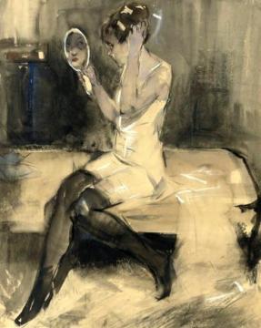 Girl Looking In A Mirror Artwork by Han van Meegeren