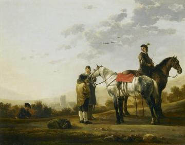 Two Cavalry Troopers Talking to a Peasant Artwork by Aelbert Cuyp