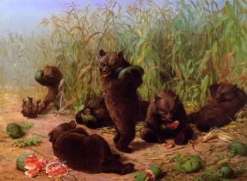 Bears in the Watermelon Patch Artwork by William Holbrook Beard