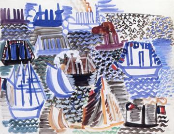 Sailboats and Freighters in Le Havre Artwork by Raoul Dufy