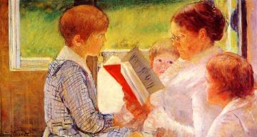Mrs Cassatt Reading to Her Grandchildren Artwork by Mary Cassatt