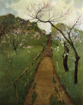 Spring Landscape With A Farmer And White Horse Artwork by Arthur Wesley Dow