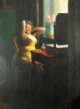 Woman Sitting in Front of a Mirror Artwork by Emil Pap