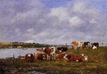 Pasturage, the Valley of the Touques Artwork by Eugène-Louis Boudin