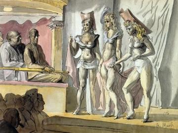 The Burlesque Show: A Double-sided Watercolor (front) Artwork by Reginald Marsh