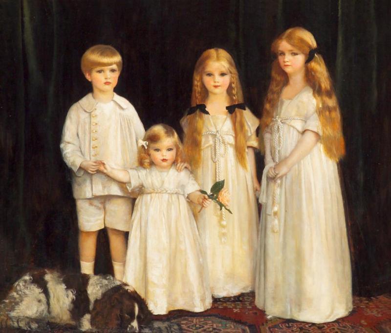 Portrait Of Fraunces, Beatrice, James And Synfye, Children Of James Christie, Esq Artwork by Frank Cadogan Cowper