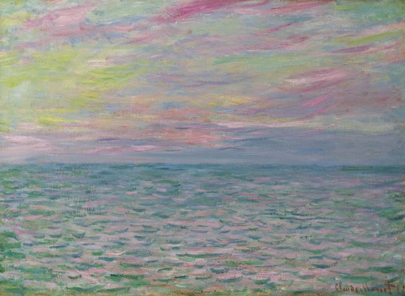 Sunset At Pourville, Open Sea, 1882 Artwork by Claude Oscar Monet