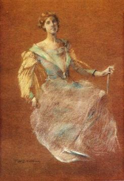 Lady in Blue Artwork by Thomas Wilmer Dewing