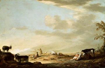 Landscape with Cattle and Figures Artwork by Aelbert Cuyp