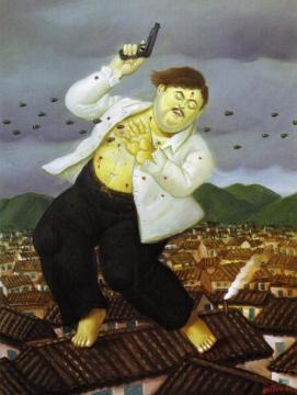 The Death Of Pablo Escobar Artwork by Fernando Botero