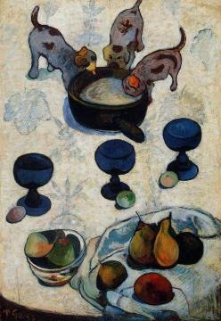 Still Life with Three Puppies Artwork by Paul Gauguin