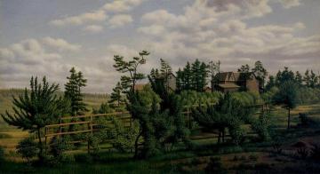 Landscape of Country Estate and Vineyards Artwork by Levi Wells Prentice