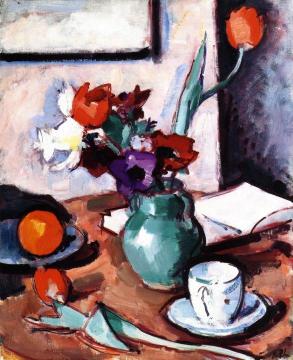 Flowers in a Green Vase Artwork by Samuel John Peploe