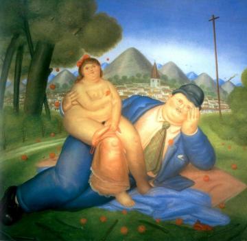 Loving Couple Artwork by Fernando Botero