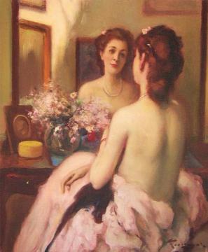 Woman at the Mirror Artwork by Fernand Toussaint