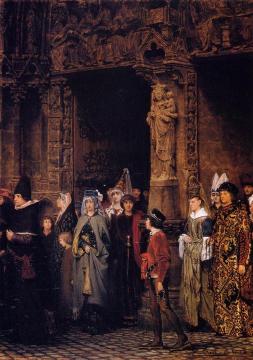 Leaving the Church in the Fifteenth Century Artwork by Sir Lawrence Alma Tadema