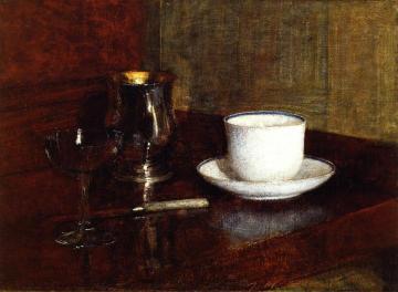 Still Life: Glass, Silver Goblet And Cup Of Champagne Artwork by Henri Fantin-Latour