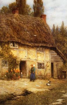 Surrey Farmhouse Artwork by Helen Allingham