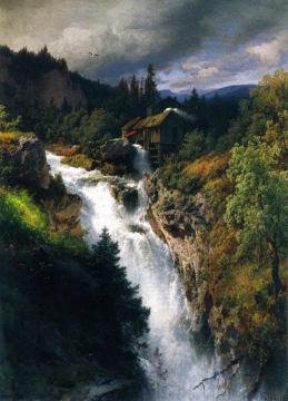 Mountain Falls by the Mill Artwork by Herman Herzog