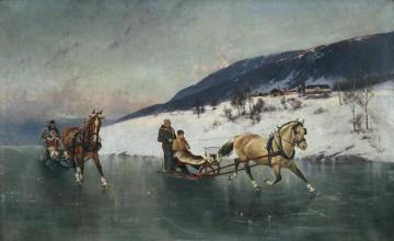 Sledge Riding Artwork by Axel Hjalmar Ender
