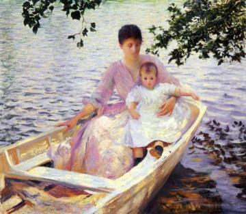 Mother And Child In A Boat Artwork by Edmund Tarbell