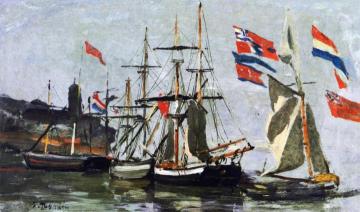 Port, Banners Artwork by Eugène-Louis Boudin
