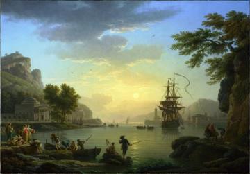 A Landscape at Sunset Artwork by Claude-Joseph Vernet