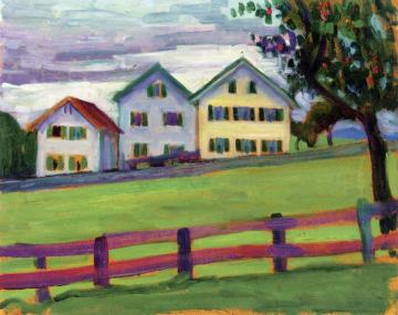 Three Houses in Murnau Artwork by Gabriele Münter