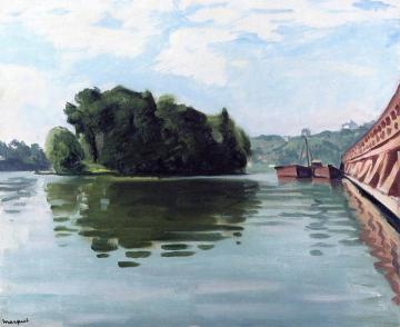 Barges at Mericourt Artwork by Albert Marquet