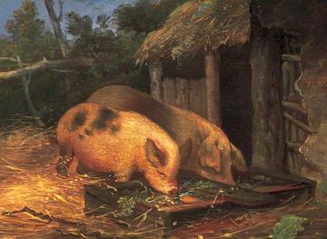 Pigs at a Trough Artwork by George Morland