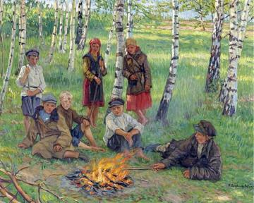 By The Campfire Artwork by Nikolai Petrovich Bogdanov-belsky