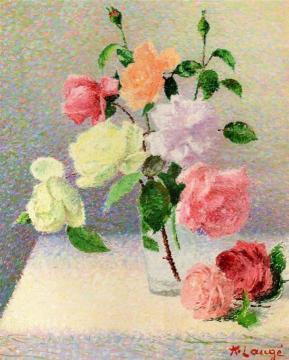 Bouquet De Roses Dans Un Verre Artwork by Achille Lauge