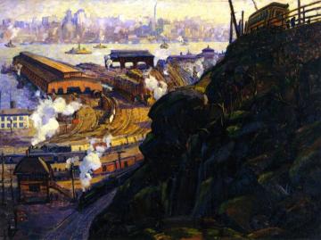 View Of Manhattan From The Terminal Yards, Wehhawken Artwork by Leon Kroll