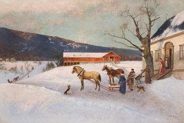 Sledge Ride From Farm Yard Artwork by Axel Hjalmar Ender