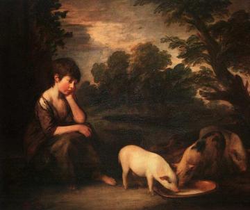 Girl with Pigs Artwork by Thomas Gainsborough