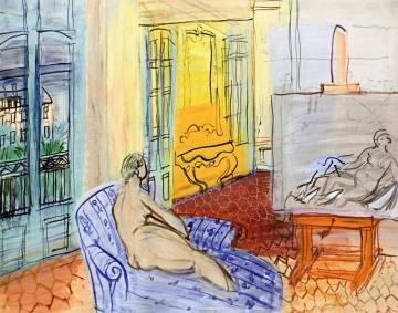 A Model in the Studio on the Place Arago in Perpignan Artwork by Raoul Dufy