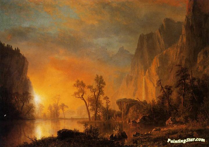 Sunset in the Rockies Artwork by Albert Bierstadt