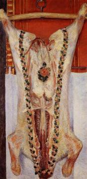 Calf in a Butcher Shop Artwork by Gustave Caillebotte