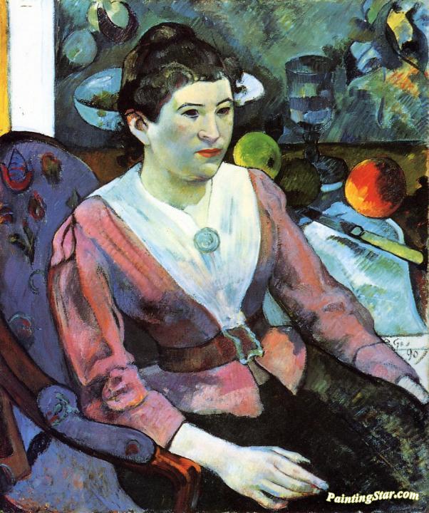 Portrait Of A Woman With Cezanne Still Life Artwork by Paul Gauguin