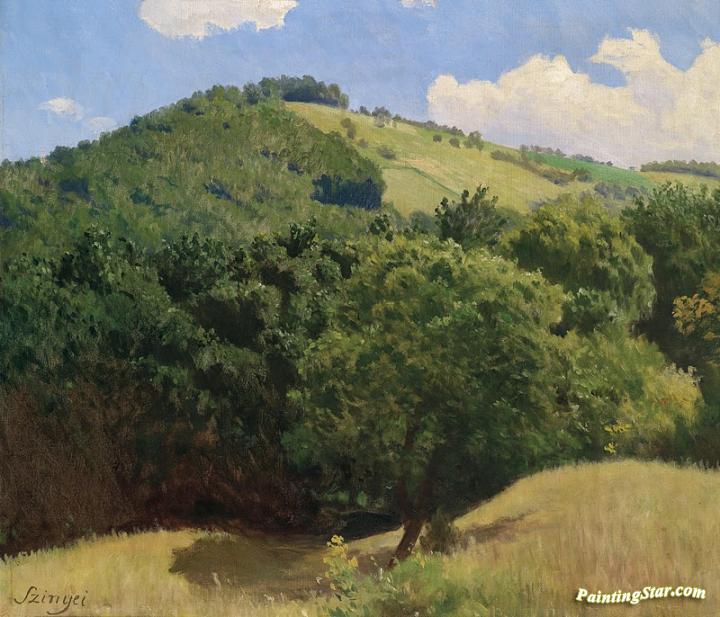 Hilly Landscape Artwork by Pal Szinyei-Merse
