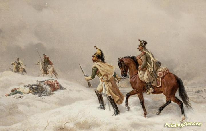 Soldiers in a Winter Landscape Artwork by Niels Simonsen